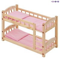 Двухъярусная кукольная кроватка из дерева, розовый текстиль для кукол высотой до 49 см