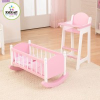 Набор кроватка для кукол и стульчик для кормления (розовый) KidKraft