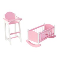 Набор кроватка для кукол и стульчик для кормления (розовый) KidKraft